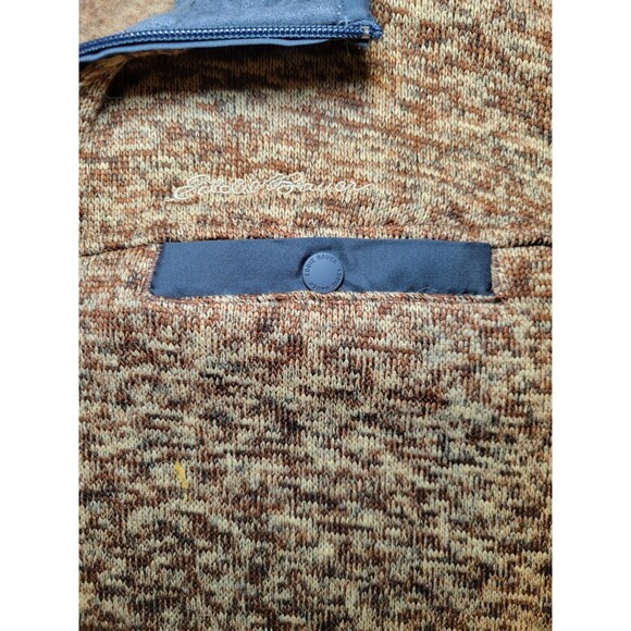 Eddie Bauer Sweater Snap Button 1/4 Zip Henley Brown Fleece Pullover Mens 2XL - Picture 3 of 8